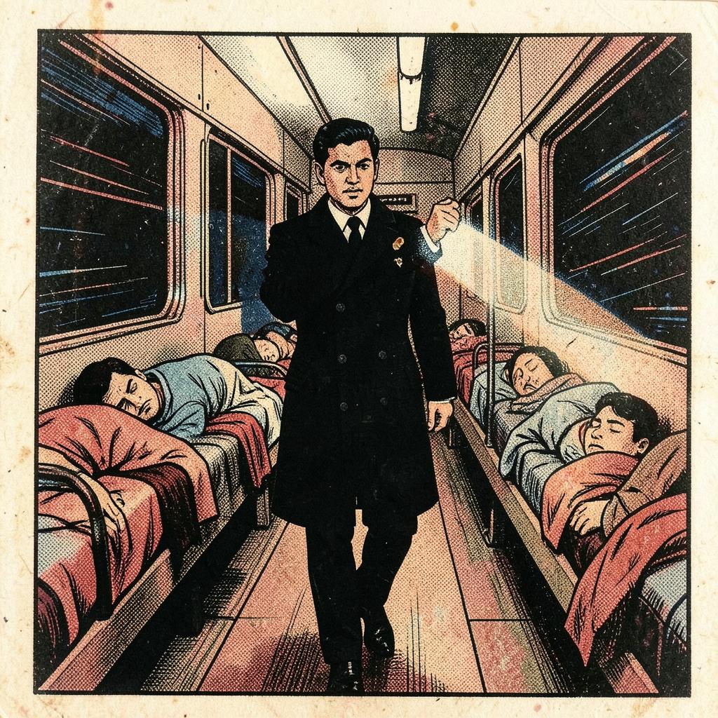 Kishore Barua, Travelling Ticket Examiner, Broad Gauge Section — comic-style portrait