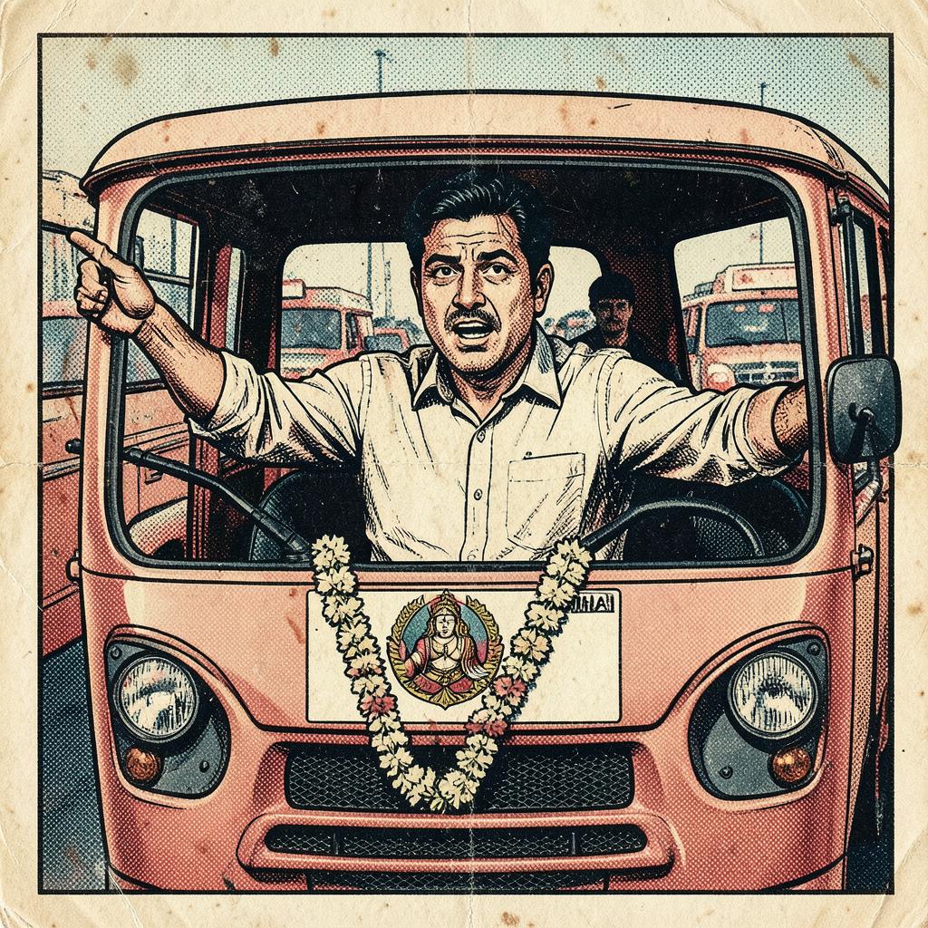 Ramesh Bhai Solanki, Auto-Rickshaw Driver, Permit No. 6-2231 — comic-style portrait